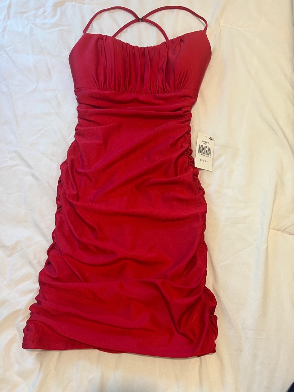 New With Tags Juniors Size 1/2 XS Red Spaghetti Strap Bodycon Short Dress